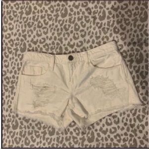Black Orchid White Distressed Jean Shorts